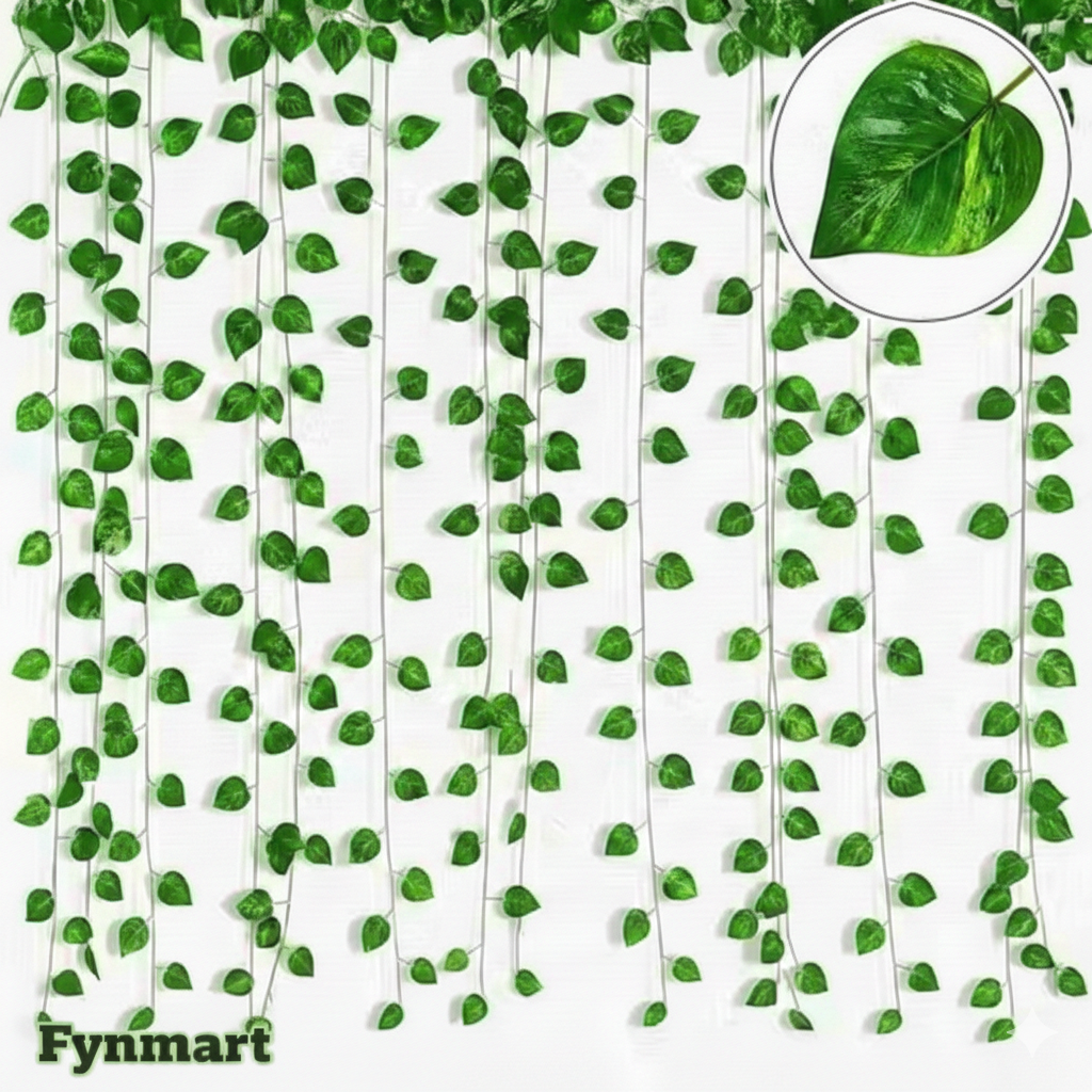 New Modern Artificial Money Plant Garland 8 Feet Set of 12 Strings | 30 Leaves per String Hanging Green Creeper Vines | Balcony, Wall, Main Door, Home & Office Decor | Party, Wedding & Festival Decora image 4